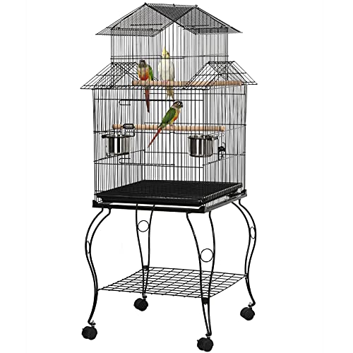 YAHEETECH 55-inch Rolling Standing Triple Roof Top Medium Parrot ...