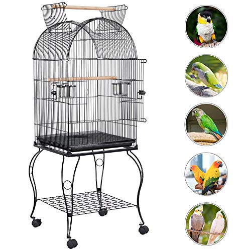 Yaheetech 59-Inch Rolling Standing Medium Dome Open Top Bird Cage...