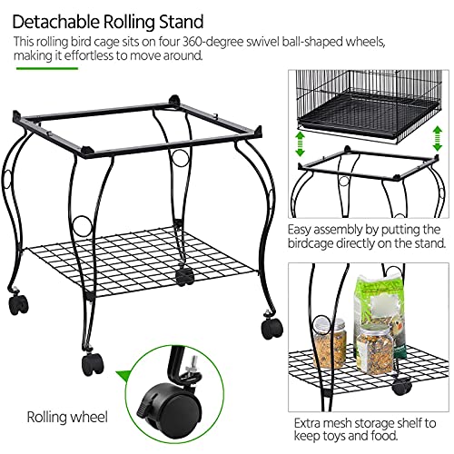 Yaheetech 59-Inch Rolling Standing Medium Dome Open Top Bird Cage...