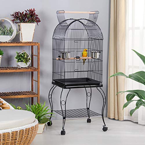 Yaheetech 59-Inch Rolling Standing Medium Dome Open Top Bird Cage...
