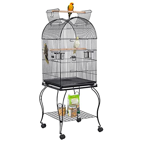 Yaheetech 59-Inch Rolling Standing Medium Dome Open Top Bird Cage...