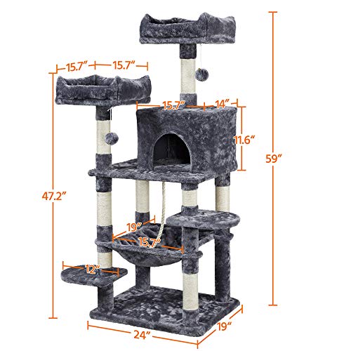 YAHEETECH 59 inches Luxurious Cat Tree Cat Tower with Cat Scratch...