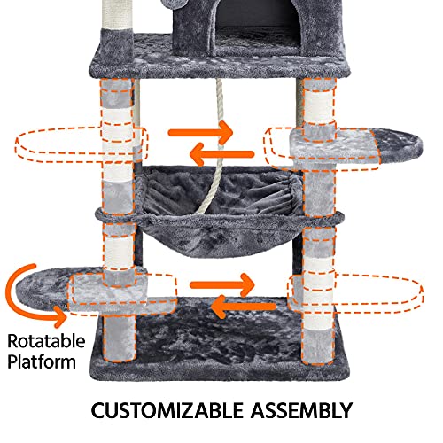 YAHEETECH 59 inches Luxurious Cat Tree Cat Tower with Cat Scratch...