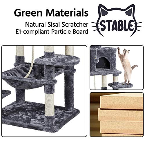 YAHEETECH 59 inches Luxurious Cat Tree Cat Tower with Cat Scratch...