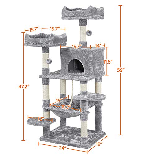 YAHEETECH 59 inches Multi-Level Cat Tree Tower Condo with Scratch...