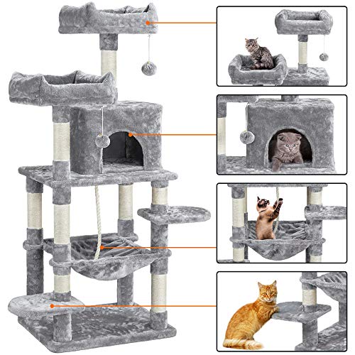 YAHEETECH 59 inches Multi-Level Cat Tree Tower Condo with Scratch...