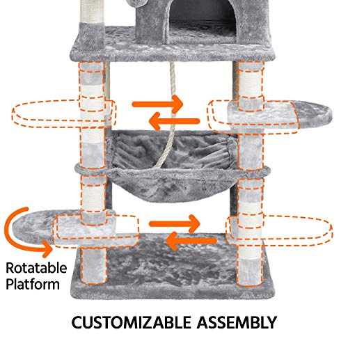 YAHEETECH 59 inches Multi-Level Cat Tree Tower Condo with Scratch...