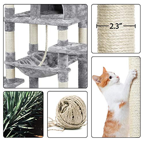 YAHEETECH 59 inches Multi-Level Cat Tree Tower Condo with Scratch...