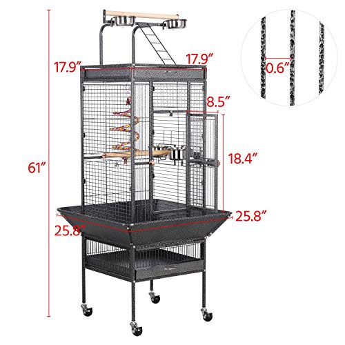 Yaheetech 61-inch Playtop Wrought Iron Large Parrot Bird Cages wi...