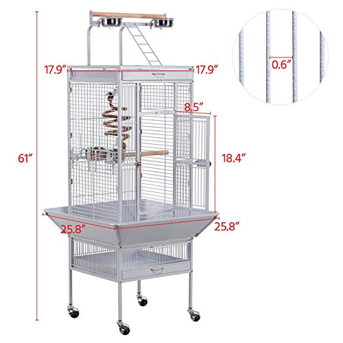Yaheetech 61-inch Wrought Iron Play Top Large Cockatiel Parrot Bi...