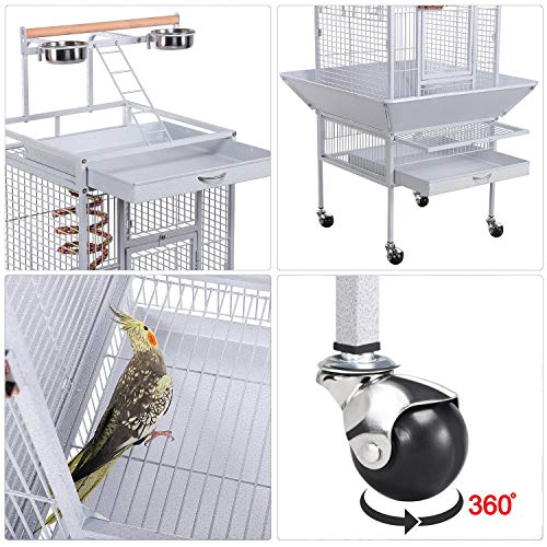 Yaheetech 61-inch Wrought Iron Play Top Large Cockatiel Parrot Bi...