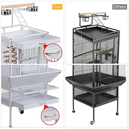 Yaheetech 61-inch Wrought Iron Play Top Large Cockatiel Parrot Bi...