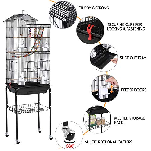 Yaheetech 62.4-inch Tall Roof Top Large Flight Bird Cage for Smal...