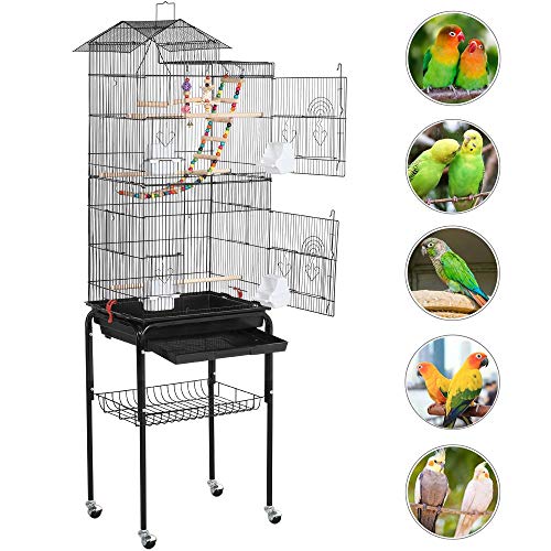 Yaheetech 62.4-inch Tall Roof Top Large Flight Bird Cage for Smal...