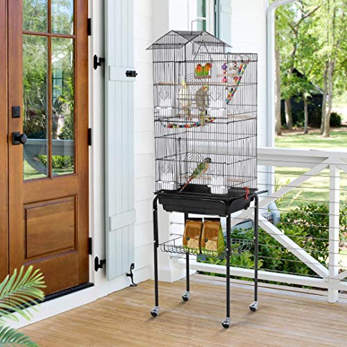 Yaheetech 62.4-inch Tall Roof Top Large Flight Bird Cage for Smal...