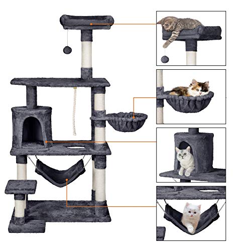 Yaheetech 62in Multi-Level Cat Tree Tower Condo with Scratching P...