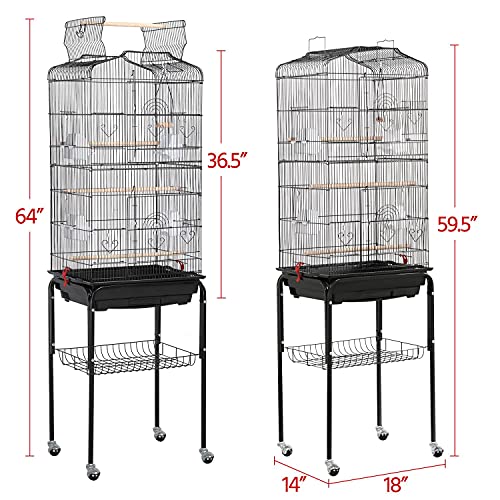 Yaheetech 64-inch Open Top Standing Medium Small Parrot Parakeet ...