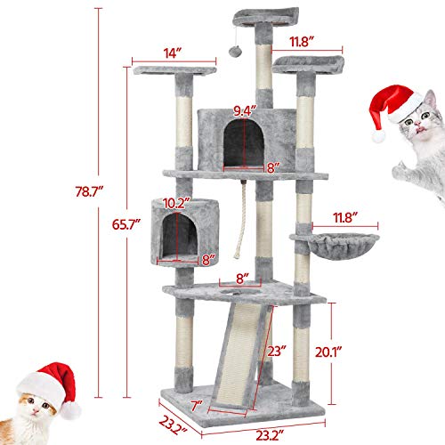 Yaheetech 79 inches Multi-Level Cat Tree Condo with Scratching Po...