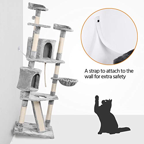 Yaheetech 79 inches Multi-Level Cat Tree Condo with Scratching Po...