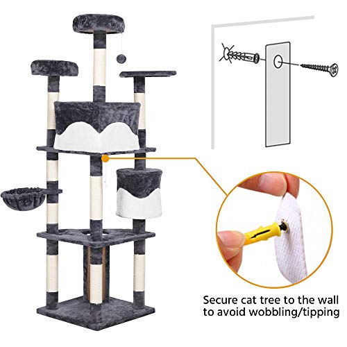 Yaheetech 79in Multi-Level Cat Trees with Sisal-Covered Scratchin...