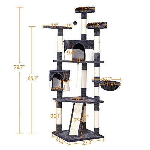 Yaheetech 79in Multi-Level Cat Trees with Sisal-Covered Scratchin...