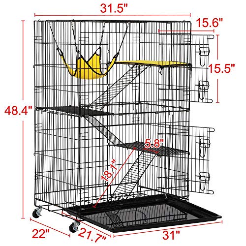 Yaheetech Collapsible Large 3-Tier Metal Wire Pet Cat Kitten Ferr...