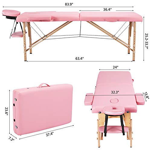 Yaheetech Fold Up Massage Spa Bed Facial Tattoo Salon Bed 2 Foldi...
