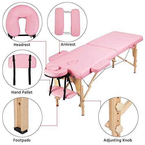 Yaheetech Fold Up Massage Spa Bed Facial Tattoo Salon Bed 2 Foldi...