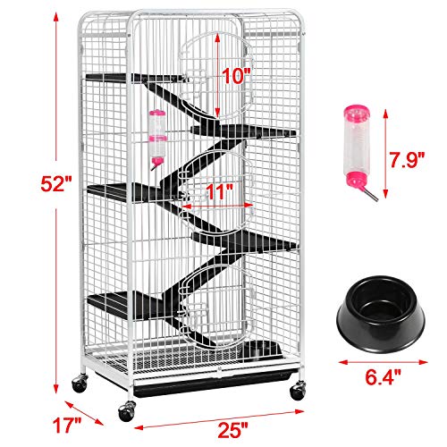 Yaheetech Large Rolling Cat Kitten Cage 6-Tier 52 Metal Kitten H...