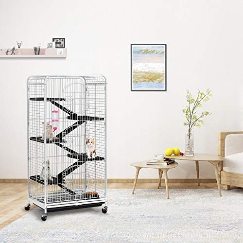 Yaheetech Large Rolling Cat Kitten Cage 6-Tier 52 Metal Kitten H...