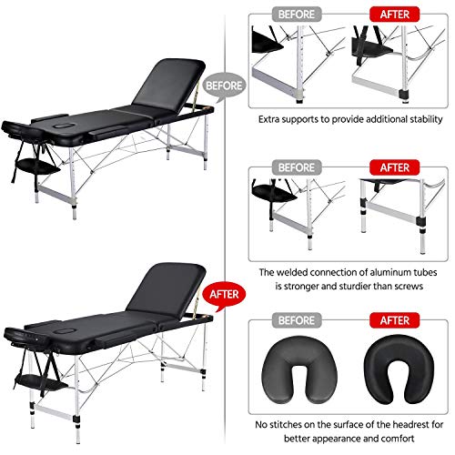 Yaheetech Massage Table Portable Massage Bed 3 Folding 84 Inch Al...
