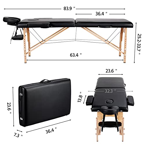 Yaheetech Massage Table Portable Massage Bed Massage Therapy Tabl...