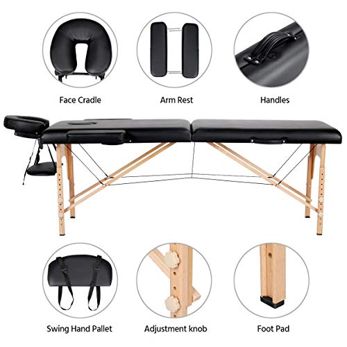 Yaheetech Massage Table Portable Massage Bed Massage Therapy Tabl...