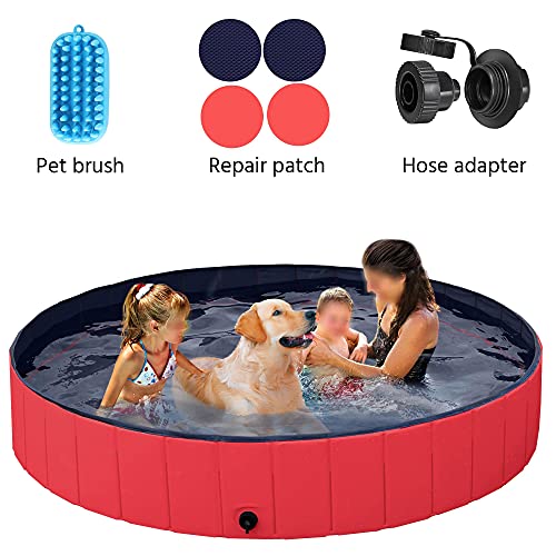 YAHEETECH Red Foldable Hard Plastic Dog Pet Bath Swimming Pool Co...