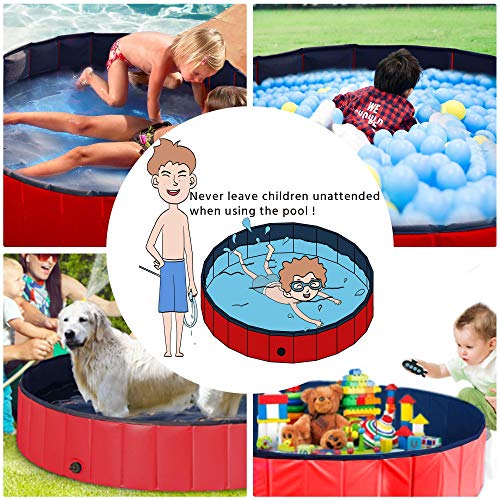 YAHEETECH Red Foldable Hard Plastic Dog Pet Bath Swimming Pool Co...