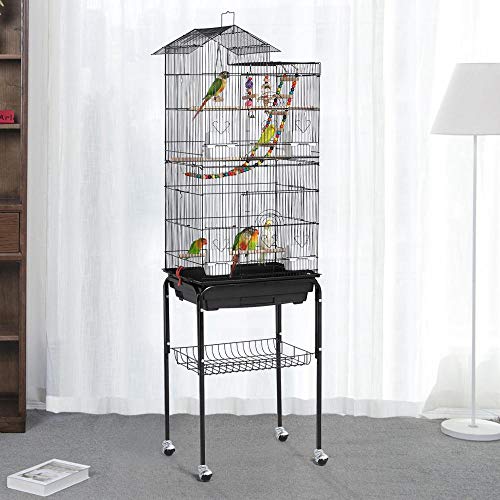 Yaheetech Roof Top Large Flight Parakeet Parrot Bird Cage with Ro...