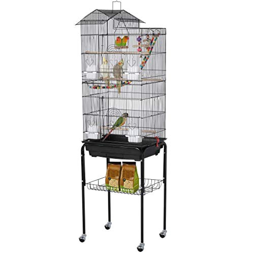Yaheetech Roof Top Large Flight Parakeet Parrot Bird Cage with Ro...