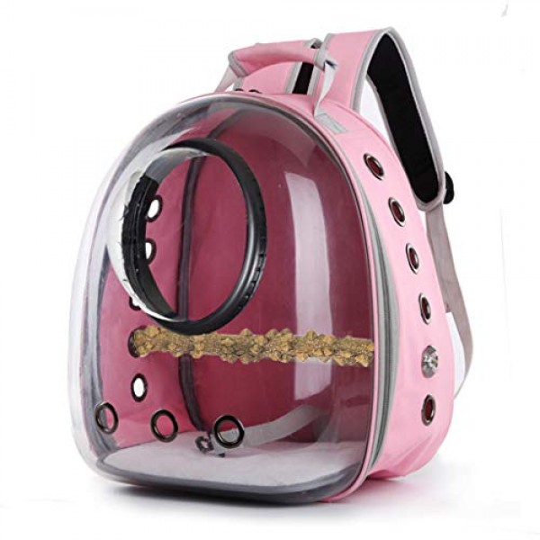Yajom Pet Bird Carrier Backpack with Wood Standing Perch Breathab...