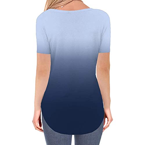 YAnGSale Womens Blouse Short Sleeve Shirts V-Neck Gradient Colour...