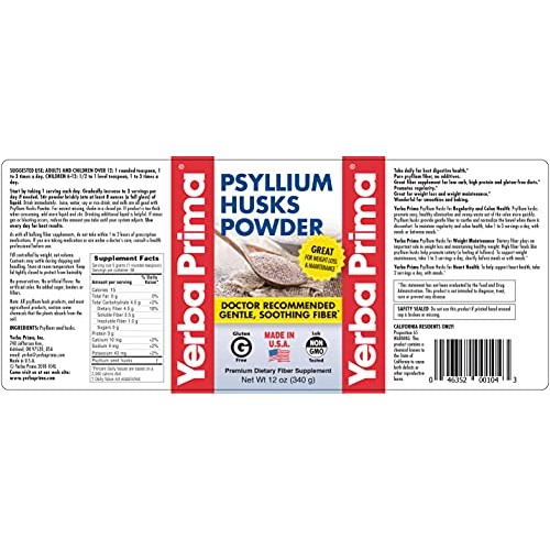 Psyllium Husks Powder - 12 oz Pack of 4