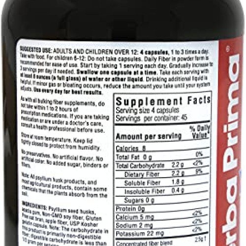 Yerba Prima Daily Fiber Caps - 180 Capsules