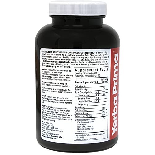 Yerba Prima Daily Fiber Caps - 180 Capsules, Pack of 2