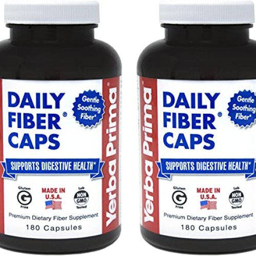 Yerba Prima Daily Fiber Caps - 180 Capsules, Pack of 2