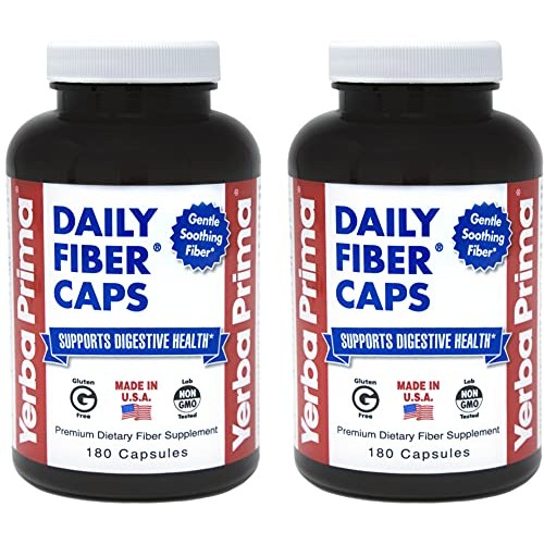 Yerba Prima Daily Fiber Caps - 180 Capsules, Pack of 2