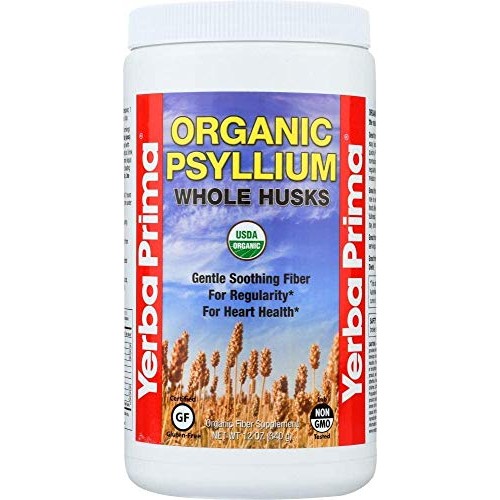 Yerba Prima Organic Psyllium Whole Husks, 12 Ounce Fiber Suppleme...