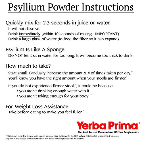 Yerba Prima Psyllium Husk Powder - 24 oz - Fine Ground, Unflavore...