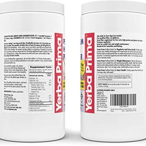 Yerba Prima Psyllium Husk Powder - 24 oz - Fine Ground, Unflavore...