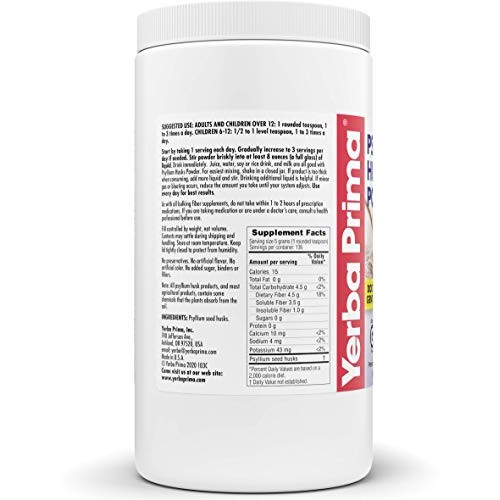 Yerba Prima Psyllium Husk Powder - 24 oz - Fine Ground, Unflavore...