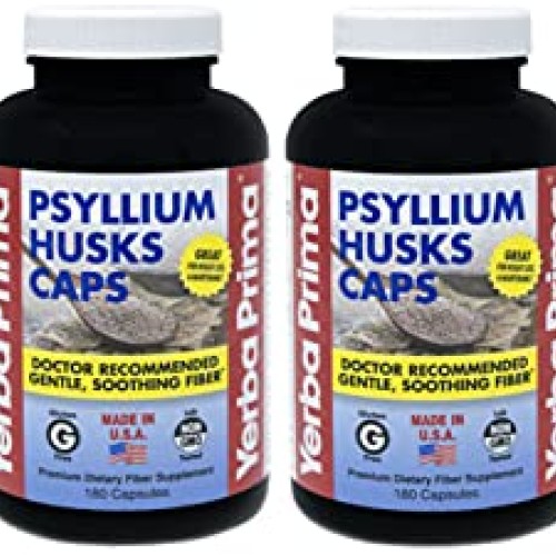 Yerba Prima Psyllium Husks Caps - 180 caps Pack of 4