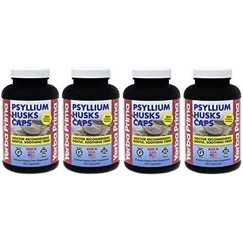 Yerba Prima Psyllium Husks Caps - 180 caps Pack of 4